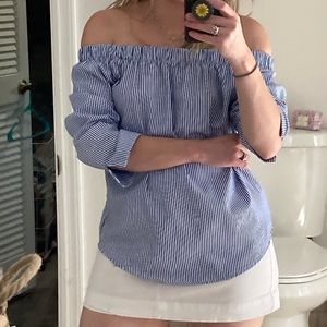 Off shoulder striped top
